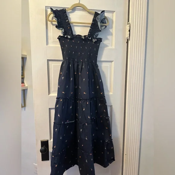 women's fall dresses casual La Coqueta Kids - Hill House Home X La Coqueta Blue Watercolour Hydrangea Izara Girl Dress